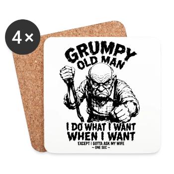 Grumpy Old Man – I Do What I Want When I Want - Untersetzer (4er-Set) - Weiß - Vorne