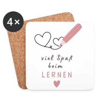 Viel Spaß beim Lernen Bleistift Herz Design - Untersetzer (4er-Set) - Weiß - Vorne