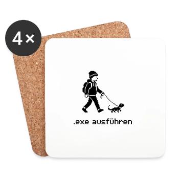 exe ausführen Sys ADMIN Systemadministrator Nerd - Untersetzer (4er-Set) - Weiß - Vorne