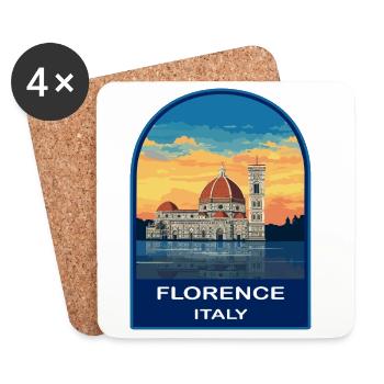 Florence Duomo Reflection Retro Sunset Travel Bad - Untersetzer (4er-Set) - Weiß - Vorne
