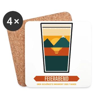 Feierabend im Glas – Sonnenuntergang - Untersetzer (4er-Set) - Weiß - Vorne