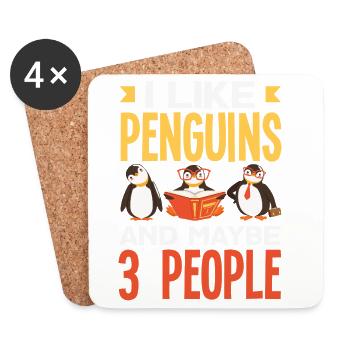 Pingouin mignon - Cadeau pour l’amoureux des manchots - Dessous de verre (lot de 4) - blanc - Devant