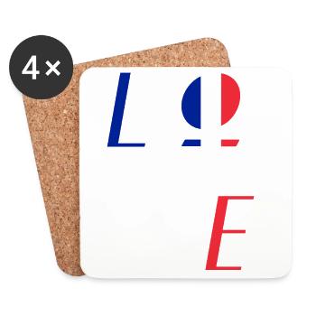Emblème Love France - Dessous de verre (lot de 4) - blanc - Devant