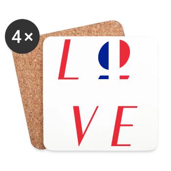 Love France Flag O - Dessous de verre (lot de 4) - blanc - Devant