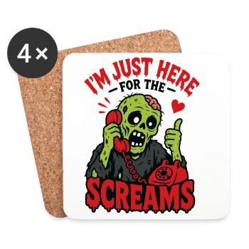 I'm Just Here For The Screams Zombie - Untersetzer (4er-Set) - Weiß - Vorne