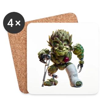 Artichoke Warrior - Coasters (set of 4) - white - Front