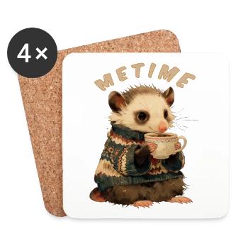 Me Time Opossum with Coffee - Coasters (set of 4) - white - Front