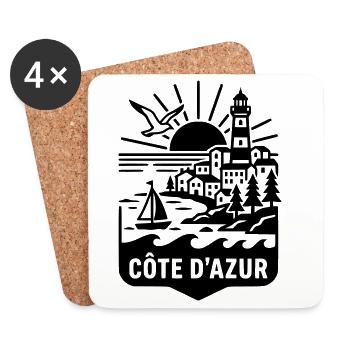 Côte d'Azur Silhouette Meer & Leuchtturm - Untersetzer (4er-Set) - Weiß - Vorne
