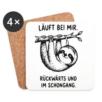 Schleichender Sloth: Rückwärts im Schongang - Untersetzer (4er-Set) - Weiß - Vorne