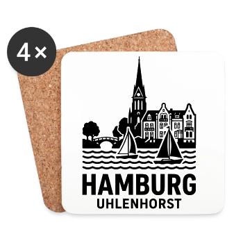 Hamburg Uhlenhorst Silhouette Alster - Untersetzer (4er-Set) - Weiß - Vorne