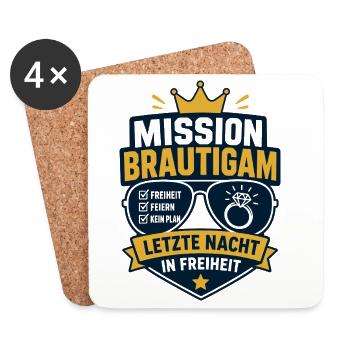 Mission Bräutigam Letzte Nacht in Freiheit - Untersetzer (4er-Set) - Weiß - Vorne