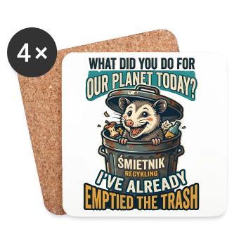 What did you do for our planet today? Opossum  - Untersetzer (4er-Set) - Weiß - Vorne
