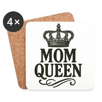 Mom Queen – Vintage Crown Statement Design - Coasters (set of 4) - white - Front