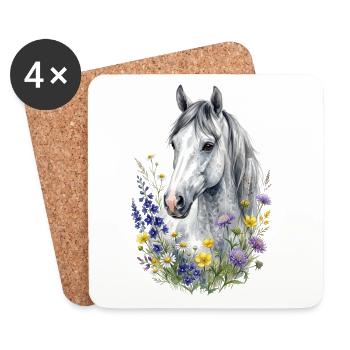Gray Mold with Wildflowers - Coasters (set of 4) - white - Front