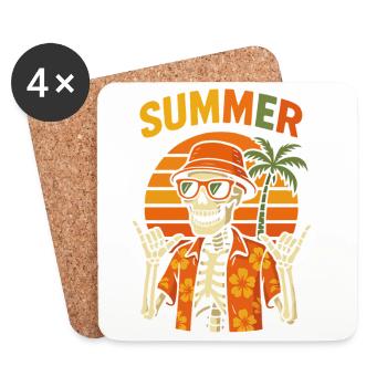 Sun Tiki Skeleton Summer - Coasters (set of 4) - white - Front