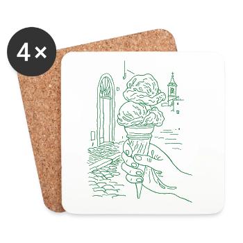 Glace d’été - Dessous de verre (lot de 4) - blanc - Devant