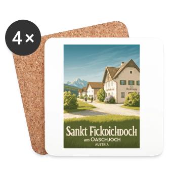Sankt Fickdichdoch - Postkartenmotiv - Untersetzer (4er-Set) - Weiß - Vorne