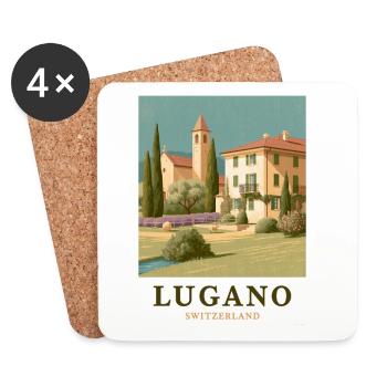 Lugano Villa Panorama - Dessous de verre (lot de 4) - blanc - Devant