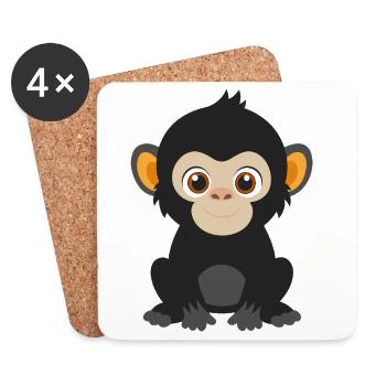 Bébé gorille - Dessous de verre (lot de 4) - blanc - Devant