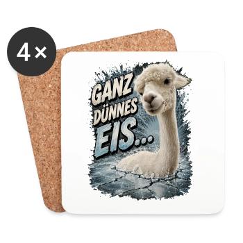 "Ganz dünnes Eis" Alpaka Spruch - Untersetzer (4er-Set) - Weiß - Vorne