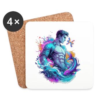 Poissons_Astro_Homme - Dessous de verre (lot de 4) - blanc - Devant