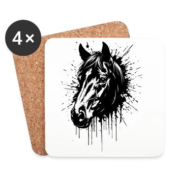 Wild Horse Ink – Pferdekopf-Splash-Art - Untersetzer (4er-Set) - Weiß - Vorne