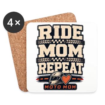 Moman au bord de la piste Moto Mama, Moto Mom Répétée Moto - Dessous de verre (lot de 4) - blanc - Devant
