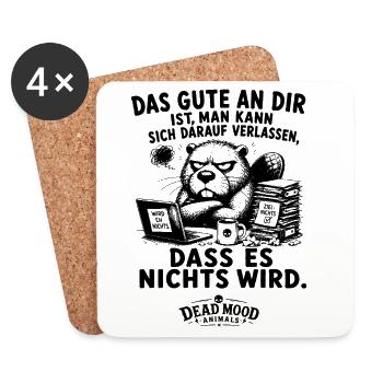 Schwarzer Humor | Sarkastischer Büro Spruch - Untersetzer (4er-Set) - Weiß - Vorne