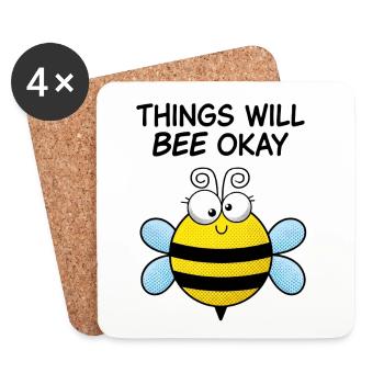 Tout ira bien – Sweet Motivational Bee - Dessous de verre (lot de 4) - blanc - Devant