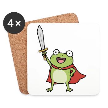 Frog Knight Cloak Sword - Coasters (set of 4) - white - Front