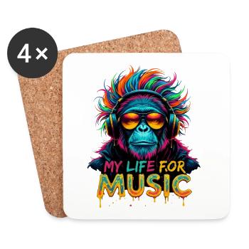 Colorful Chimpanzee – My Life for Music - Coasters (set of 4) - white - Front