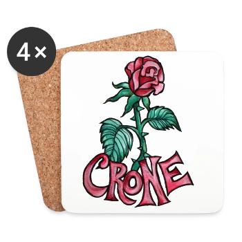 Crone Rose Tattoo - Untersetzer (4er-Set) - Weiß - Vorne