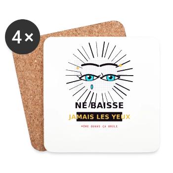 Yeux en strass bleus - Dessous de verre (lot de 4) - blanc - Devant