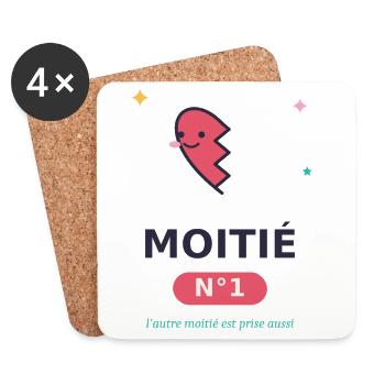 Moitié Coeur N°1 Sourire - Dessous de verre (lot de 4) - blanc - Devant
