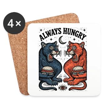 Duo chat toujours affamé avec burger - Dessous de verre (lot de 4) - blanc - Devant