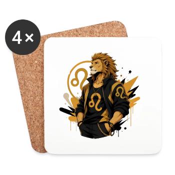Lion Homme – Cadeau Astrologie - Dessous de verre (lot de 4) - blanc - Devant