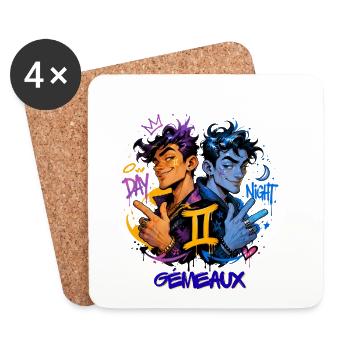 Gémeaux Homme – Cadeau Astrologie - Dessous de verre (lot de 4) - blanc - Devant