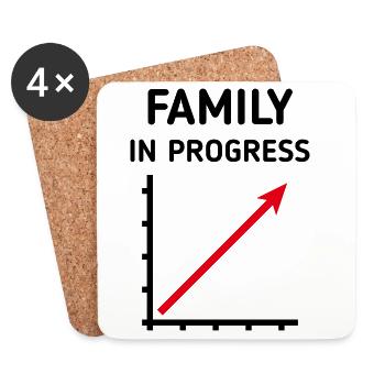 Family In Progress (Schwanger / Eltern / 2C) - Untersetzer (4er-Set) - Weiß - Vorne