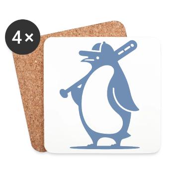 Pinguin Baseballspieler Silhouette - Untersetzer (4er-Set) - Weiß - Vorne