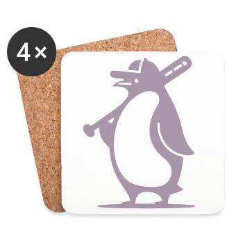 Pinguin Baseballspieler Silhouette - Untersetzer (4er-Set) - Weiß - Vorne
