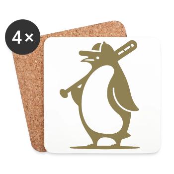 Pinguin Baseballspieler Silhouette - Untersetzer (4er-Set) - Weiß - Vorne