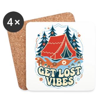 Get Lost Vibes Retro Camping - Untersetzer (4er-Set) - Weiß - Vorne
