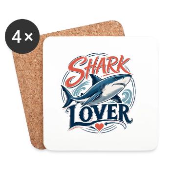 Shark Lover - T-Shirt für Hai-Fans - Untersetzer (4er-Set) - Weiß - Vorne