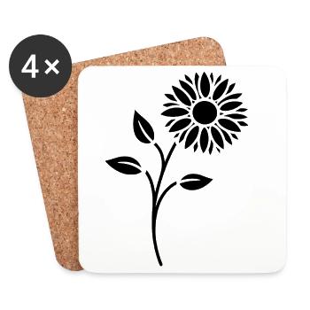 Blumen Silhouette Abstrakte Blütenkunst - Untersetzer (4er-Set) - Weiß - Vorne