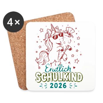 Unicornenfeier Schulkind 2026 - Untersetzer (4er-Set) - Weiß - Vorne