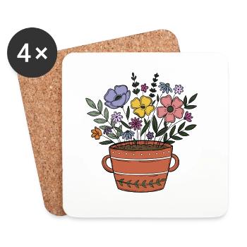 Blume - Untersetzer (4er-Set) - Weiß - Vorne