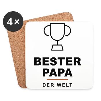 Bester Papa der Welt Trophäe - Untersetzer (4er-Set) - Weiß - Vorne