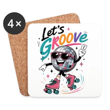 Let's Groove Disco on Roller Skates Retro - Coasters (set of 4) - white - Front