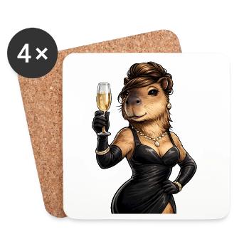 Elegante Capybara Dame mit Sektglas - Coasters (set of 4) - white - Front