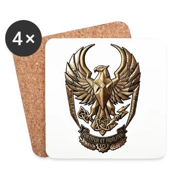 Erhabener Adler Wappen – Fortiter et Fideliter - Untersetzer (4er-Set) - Weiß - Vorne